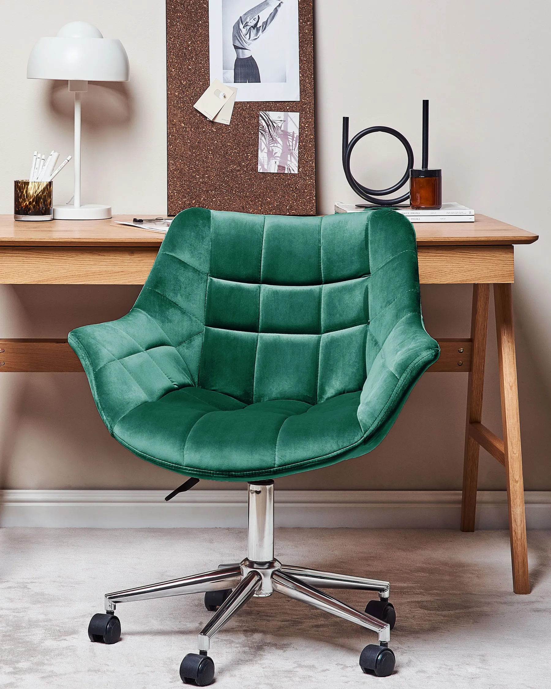 Sedia da scrivania LABELLE Velluto Verde smeraldo_854984