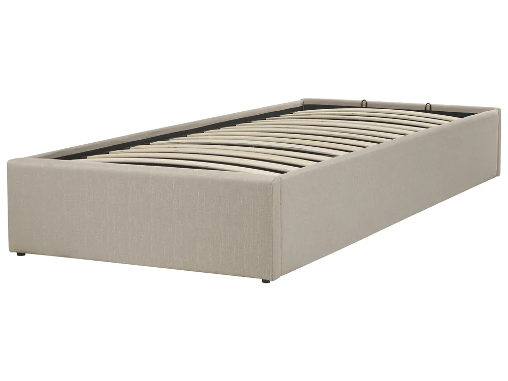 Bett mit Stauraum ohne Kopfteil DINAN Stoff Taupe 90 x 200 cm_1002107