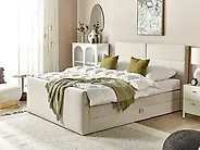 Divan Bed with Storage ARISTOCRAT Fabric Light Beige 160 x 200 cm (EU King Size)_1172037