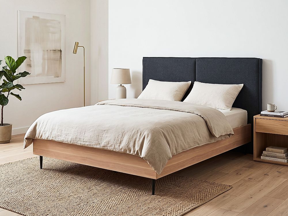 Cama Tecido IZERNORE 140 x 200 cm Cinzento escuro