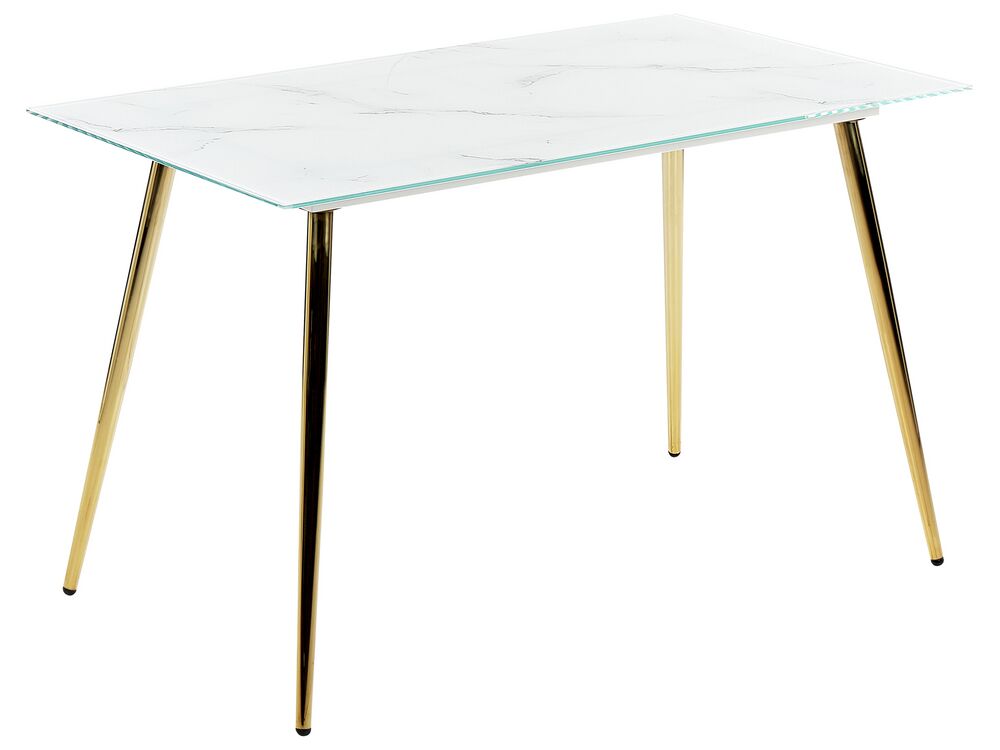 Mesa de comedor MULGA Mármol/Dorado 120 cm 70 cm Vidrio templado