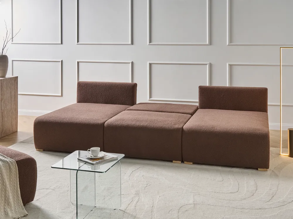 Modular U-Shape Sofa NERBO Boucle Brown_1034431