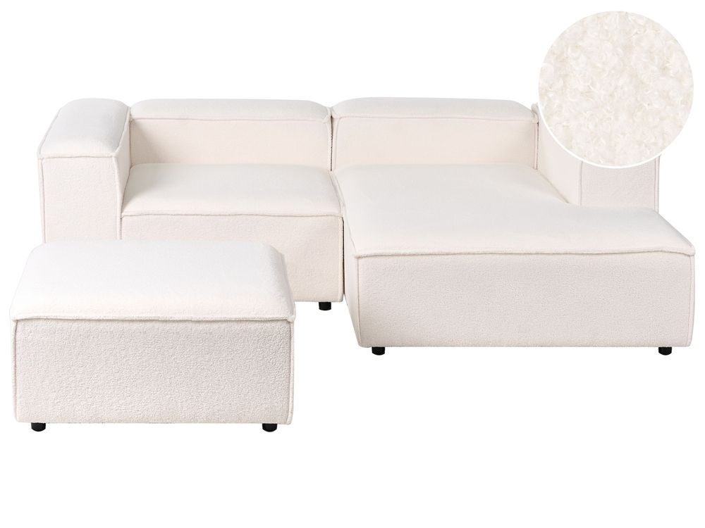 Modular Corner Sofa 2 Seater ARDAL with Ottoman Boucle Off-White Left Hand