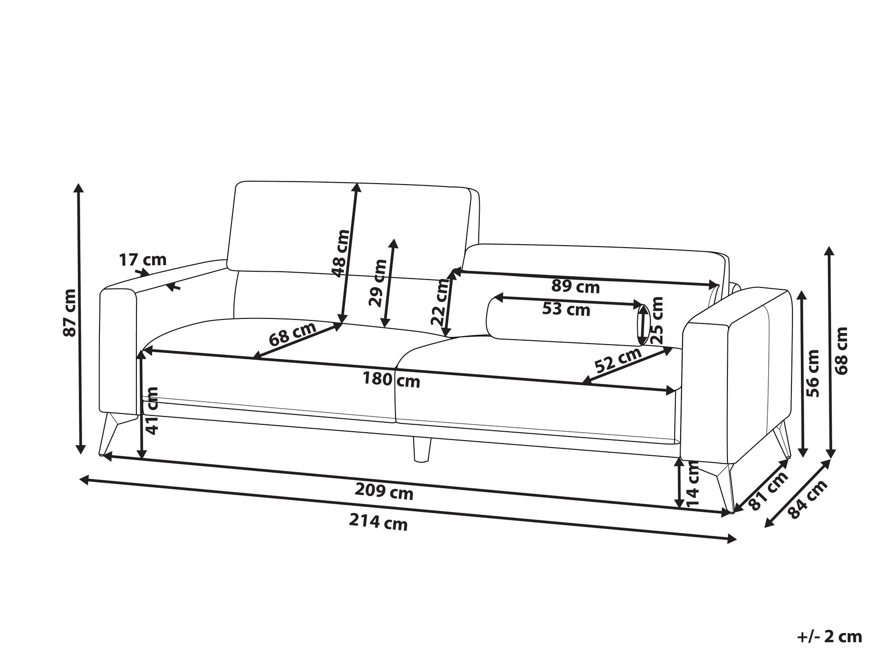 3 Seater Faux Leather Sofa Black ANGE_941502 3 Seater Faux Leather Sofa Black ANGE_941502