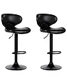 Set of 2 Bar Chairs CONWAY Swivel Faux Leather Black