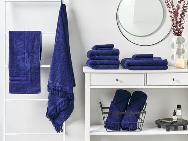Set of 9 Cotton Terry Towels Blue ATIU