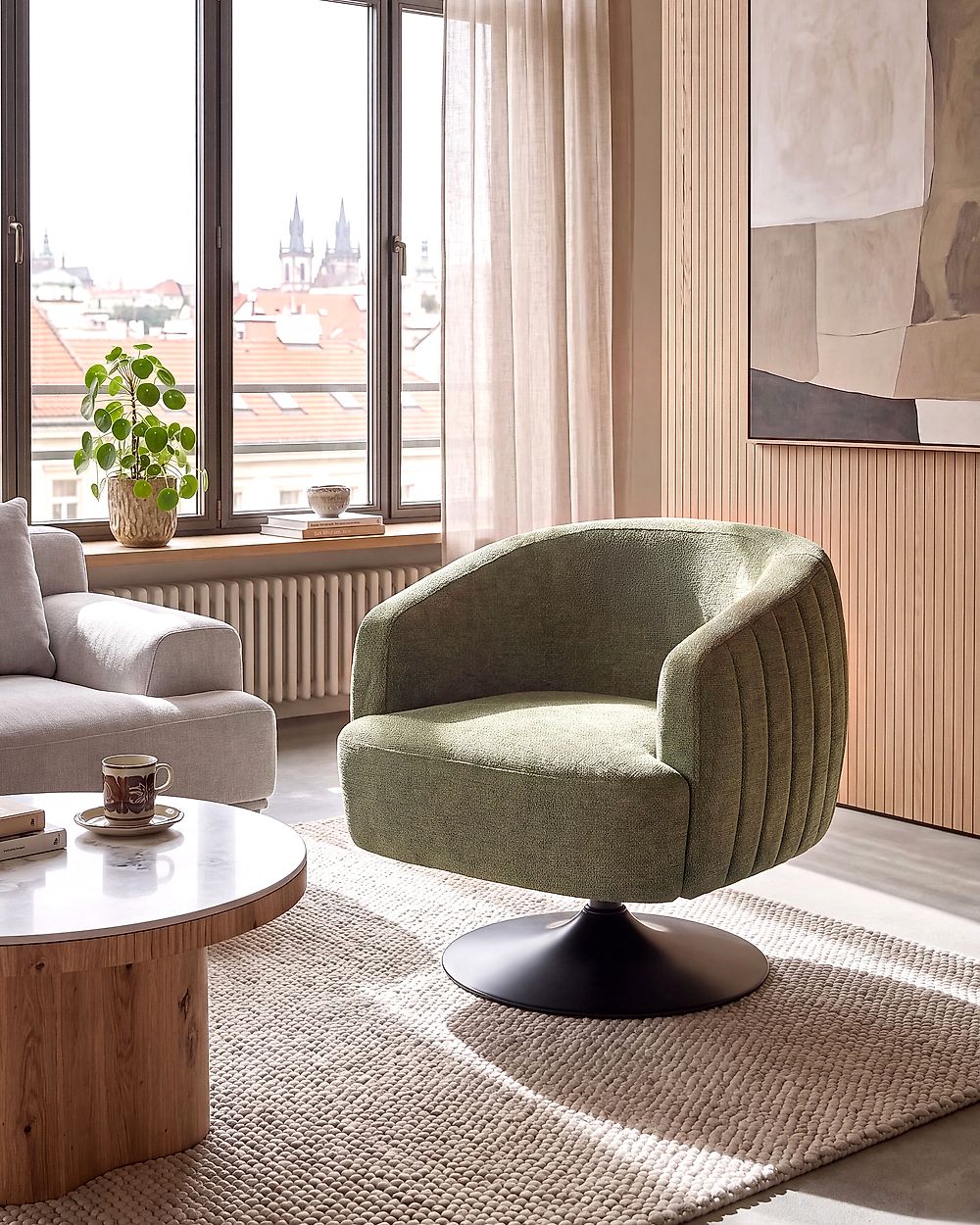 Poltrona girevole NORAGER Tessuto Verde