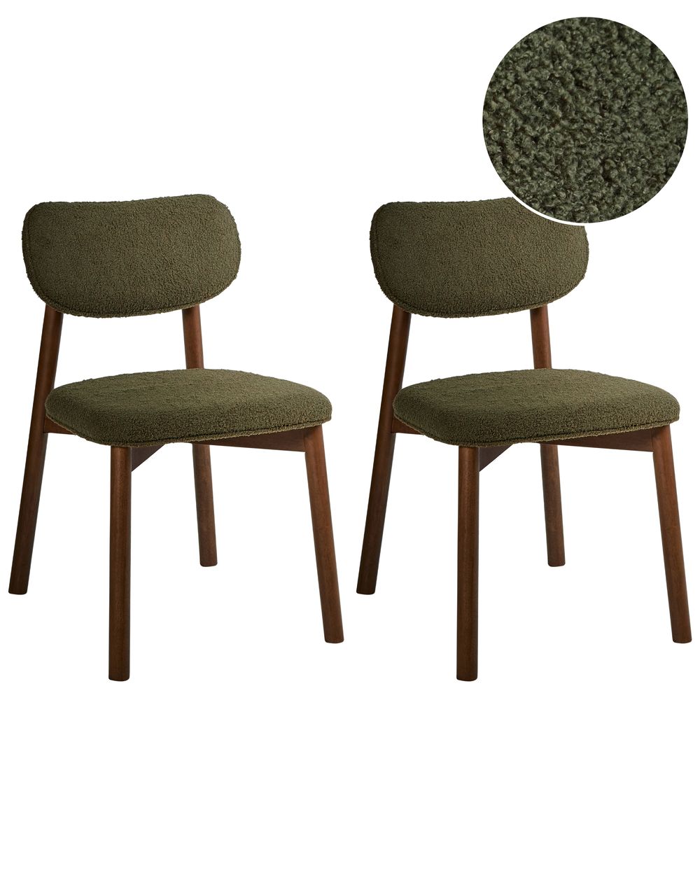 Lot de 2 chaises de salle à manger MILLS Bouclé Marron/vert