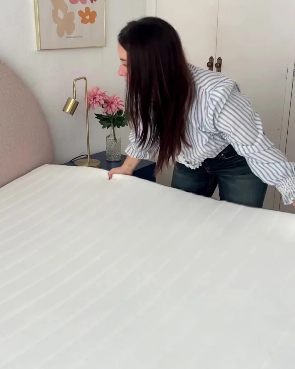 Letto Bouclé MILLAY 140 x 200 cm Beige_1173648