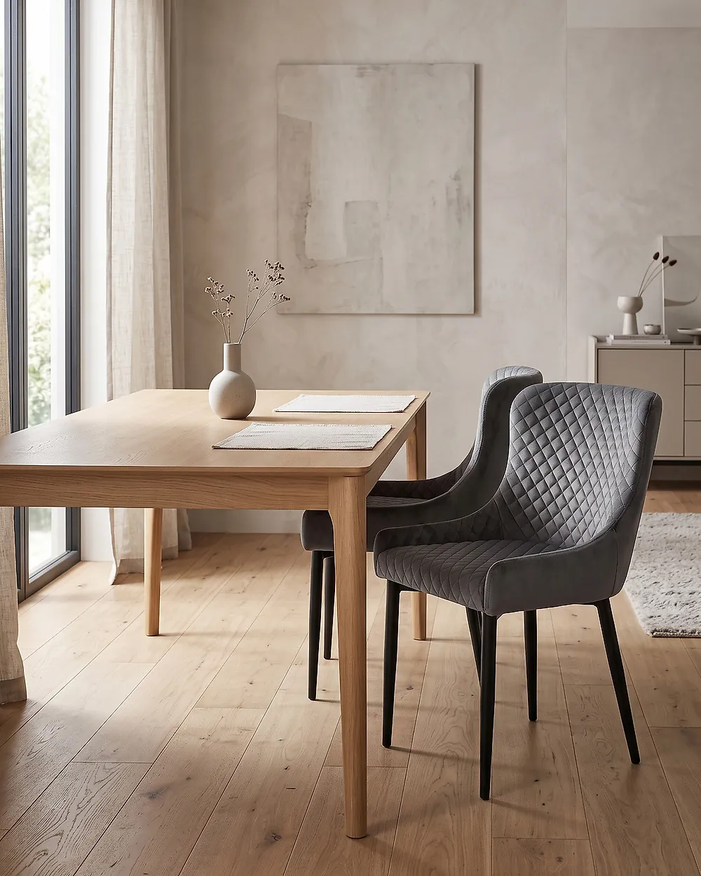 Lot de 2 chaises de salle à manger SOLANO Velours Gris_1172113