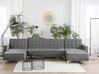 5 Seater U-Shaped Modular Velvet Sofa Grey ABERDEEN_741289