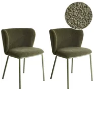 Set di 2 sedie da pranzo MINA II Bouclé Verde scuro_954482