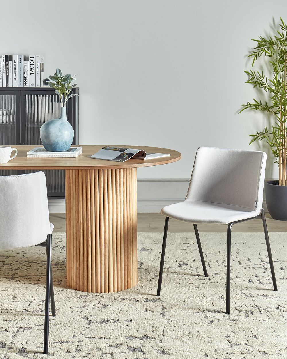 Lot de 2 chaises de salle à manger ESBON Tissu Gris clair