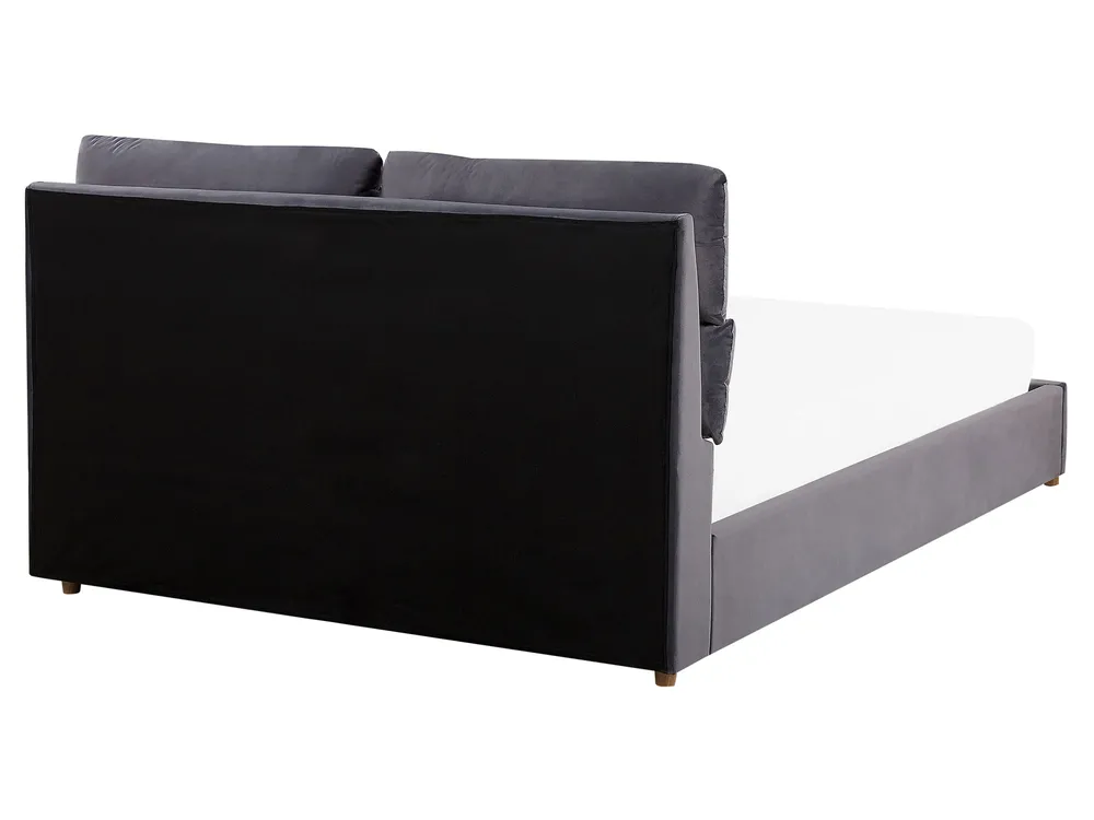 Bett mit Stauraum BATILLY Samtstoff Grau 160 x 200 cm_763509