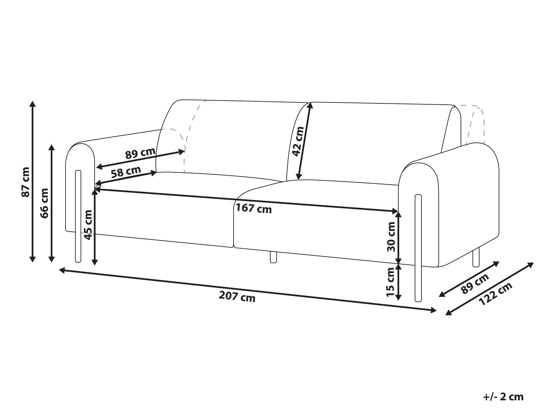 3 Seater Boucle Sofa White ASKIM_918522