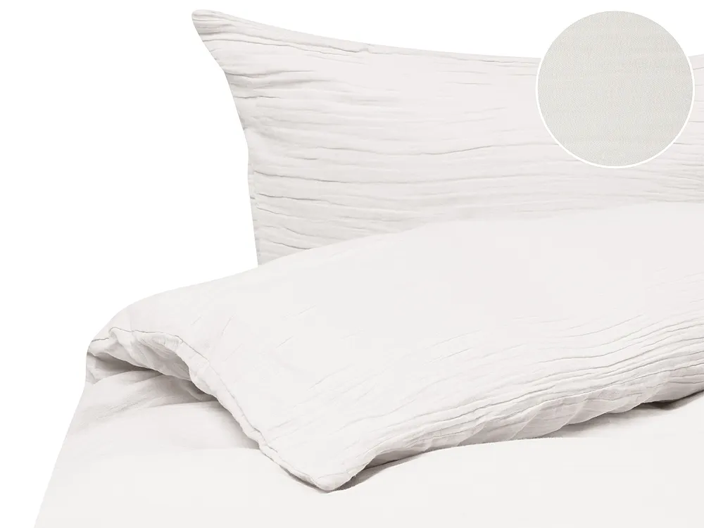 Bettwäsche-Set SUMNER 150 x 200 cm Baumwollmusselin Cremeweiß