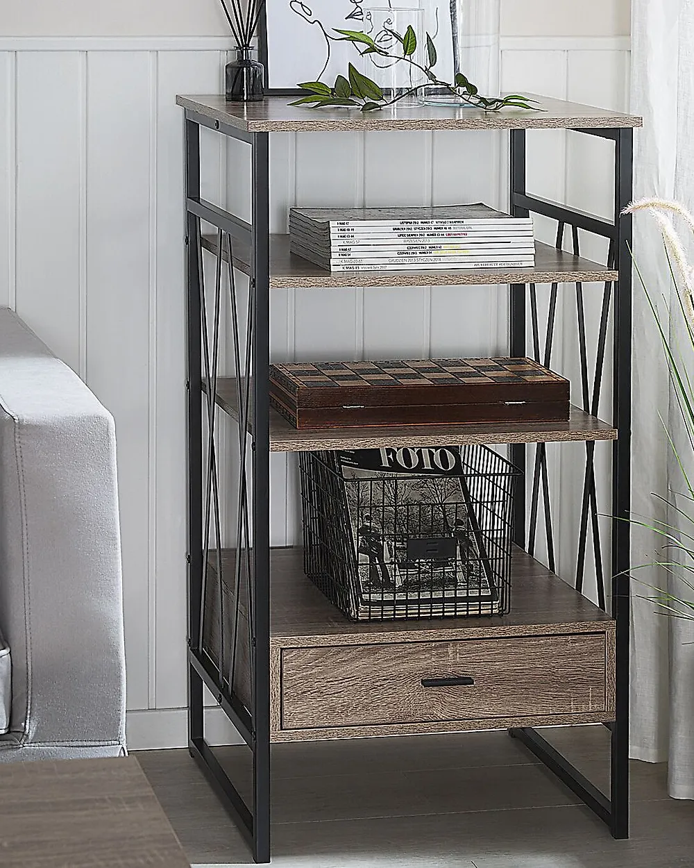 3 Tier Shelving Unit KEENE 101 cm Taupe_1177354