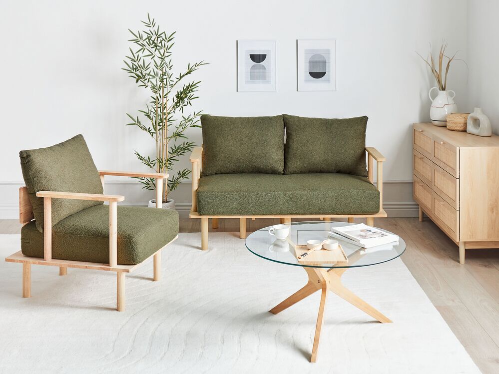 Set de living cu 3 locuri ASKER Boucle Verde închis