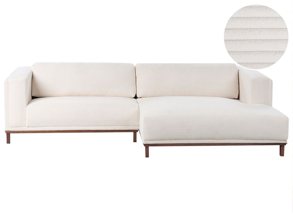 Corner Sofa 4 Seater VENG Corduroy Light Beige Left Hand