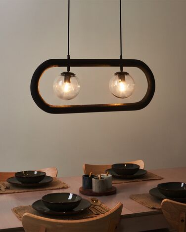 Mango Wood Pendant Lamp Black AYENSU