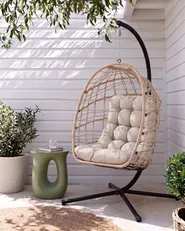 Hanging Chair with Stand MORNESE Metal Natural_1146552