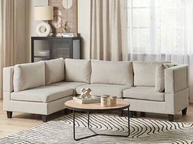 4-seters høyrevendt modulær sofa stoff Lys Beige UNSTAD