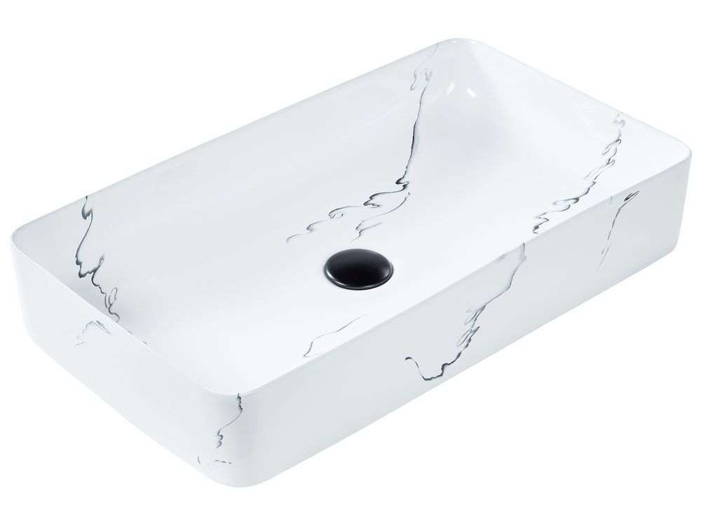 Countertop Basin HOPI 610 x 350 mm Ceramic White Marble