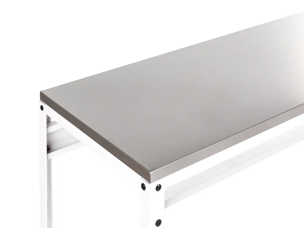 Stół barowy ogrodowy MAENZA 120 cm 40 cm Metal Biały_1045006