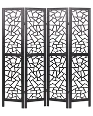 4-panelowy parawan pokojowy PIANLARGO 163 cm 170 cm Czarny_874012