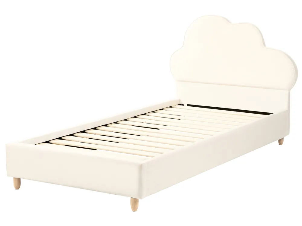 Bainba Letto Singolo 90x200 Cm Per Bambine, Con Testiera E Pediera A Cuori. In Legno Di Pino E MDF, Colore Bianco. Rete Inclusa. Prodotto In Italia.