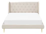Bed Velvet FORBACH 140 x 200 cm (EU Double) Beige_843862