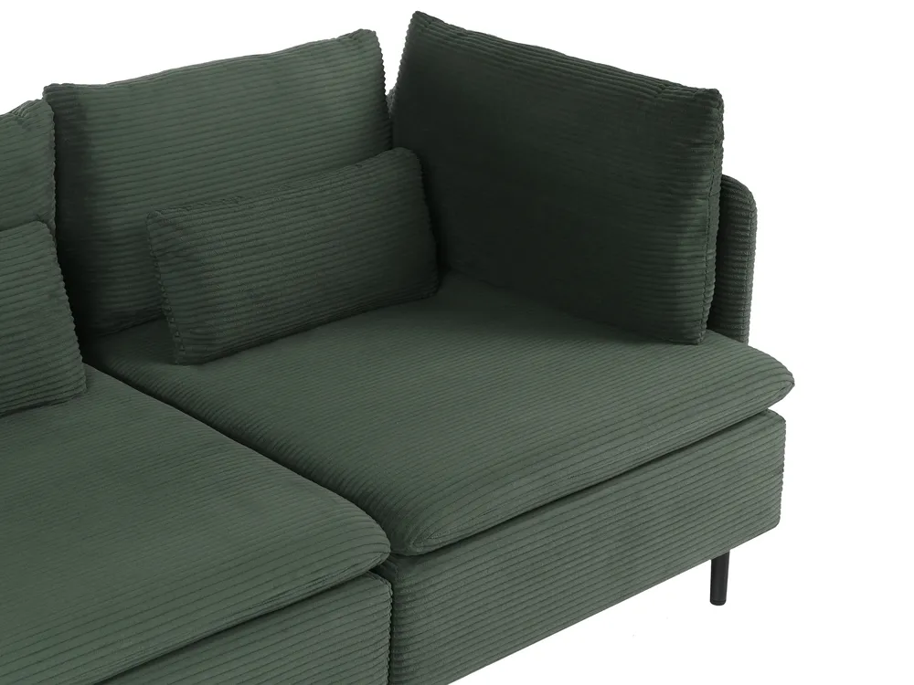 Modular Corner Sofa 3 Seater EGERIS Corduroy Dark Green Right Hand_1067193