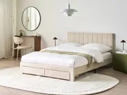 Bett mit Schubladen LONZAC Samtstoff Beige 140 x 200 cm_1014627