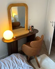 Wall Mirror with Shelf RISCLE 62 cm 85 cm Paulownia Wood Brown_1171323