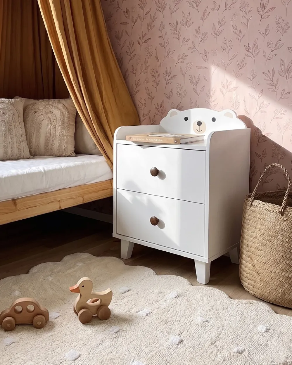 Szafka nocna 2 szuflady MIMILI 56 cm Biały