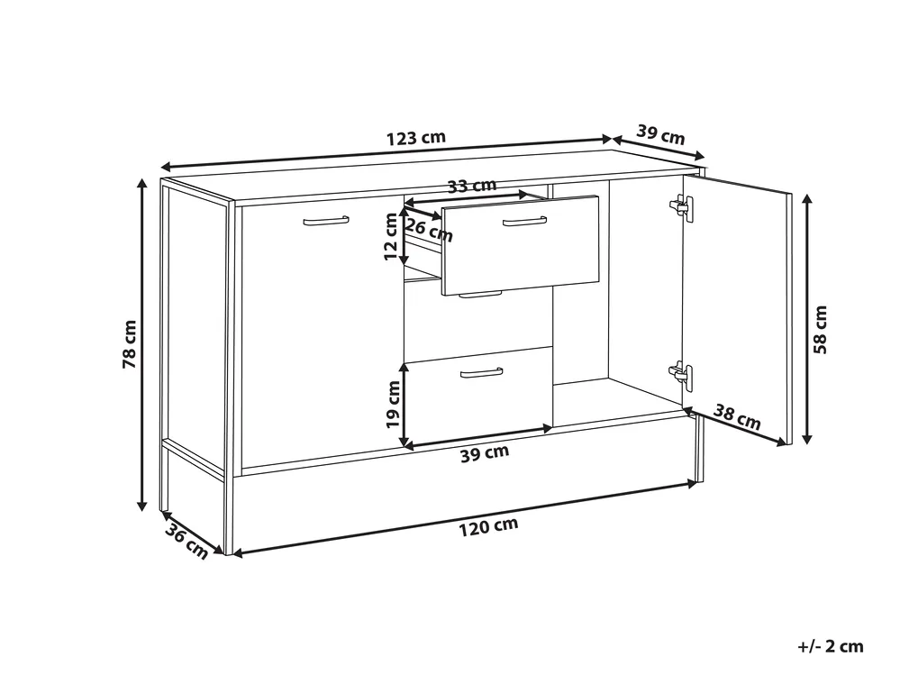 2 Door Sideboard TIFTON Dark Brown_758680