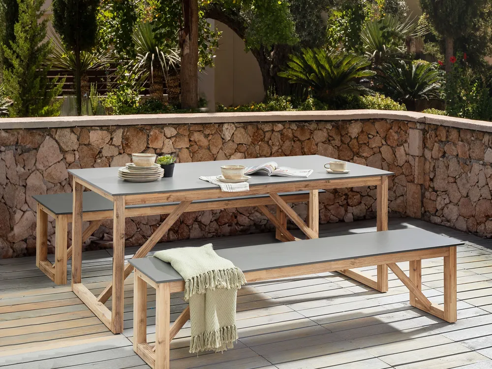 Panchina da giardino NOTTERI 180 cm Cemento Grigio