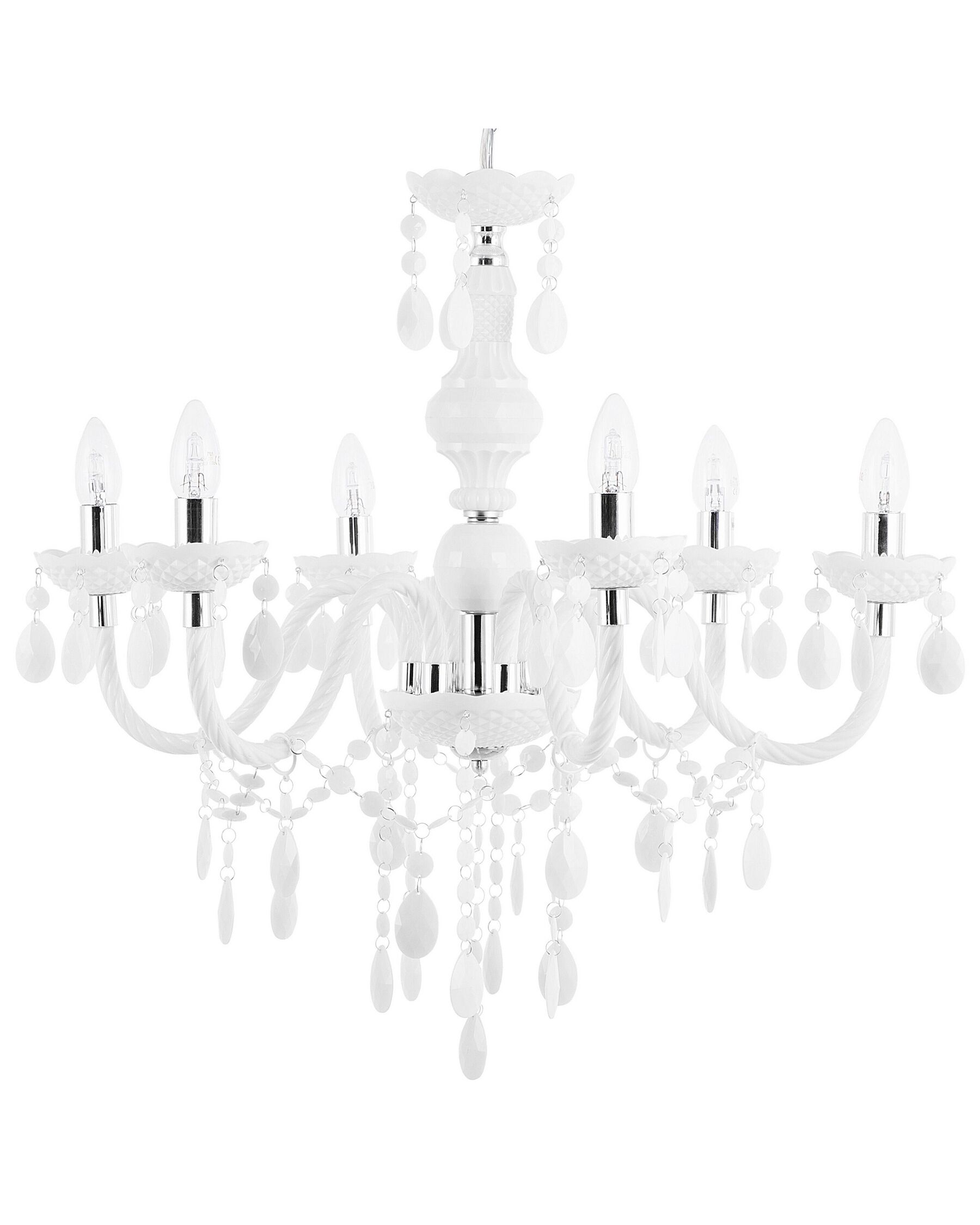 6 Light Acrylic Chandelier White KALANG L_695354