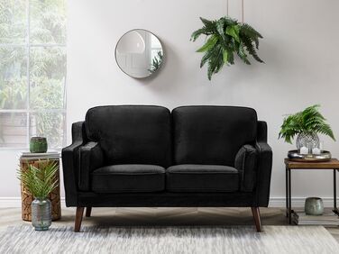 2 Seater Velvet Sofa Black LOKKA
