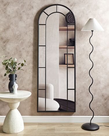 Metal Wall Mirror 60 x 170 cm Black CROSSES