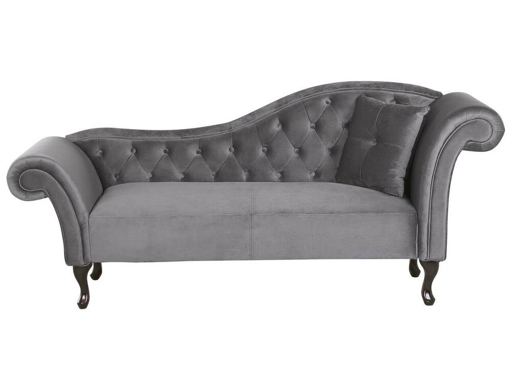 Right Hand Chaise Lounge Velvet Grey LATTES Beliani