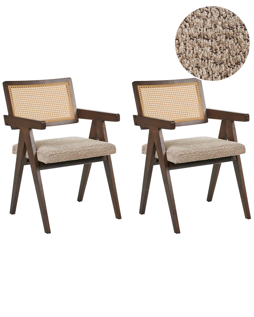 Set di 2 sedie da pranzo AVA Legno Marrone/Tortora