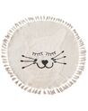 Round Cotton Area Rug Cat Motif ø 120 cm Beige ETSERI_906783