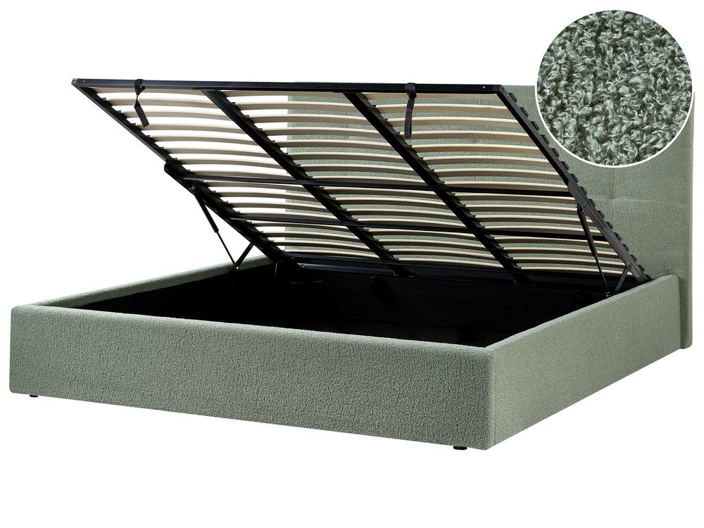 Lit ottoman LORIENT Bouclé Vert 180 x 200 cm
