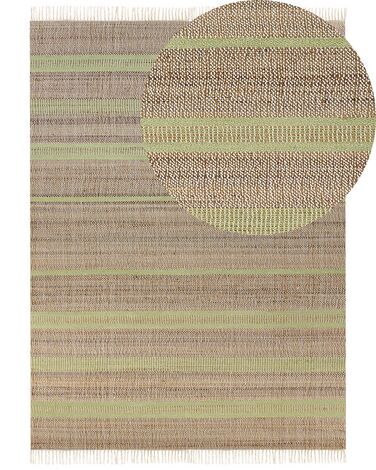 Jutový koberec 160 x 300 cm béžová/zelená TALPUR