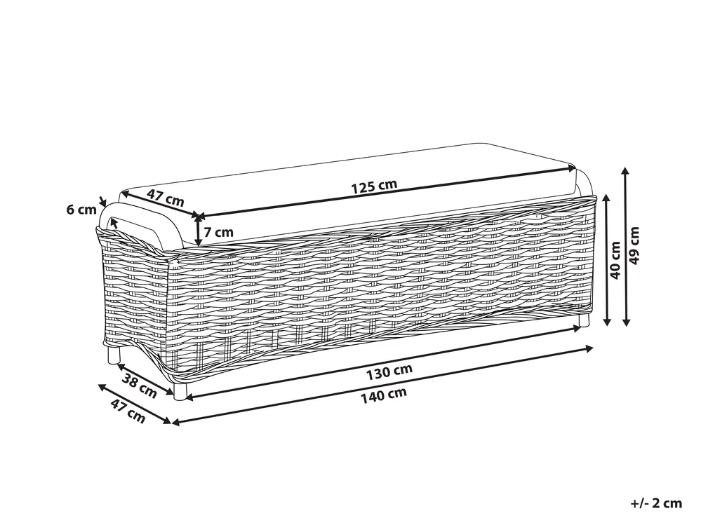 Garden Ottoman SUSUA 140 cm Rattan Natural_957574