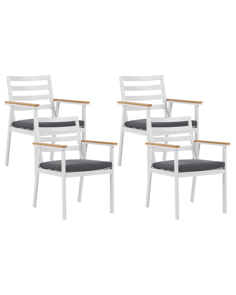 Conjunto de 4 sillas de jardín con cojines CAVOLI Metal Gris