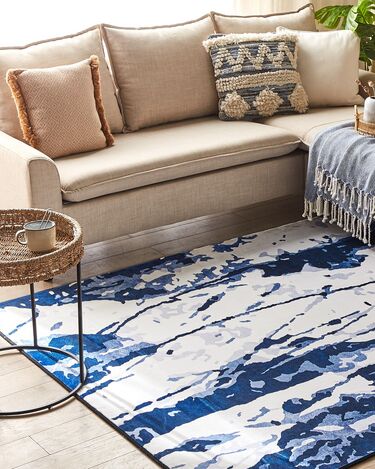 Area Rug 160 x 230 cm White and Blue IZMIT