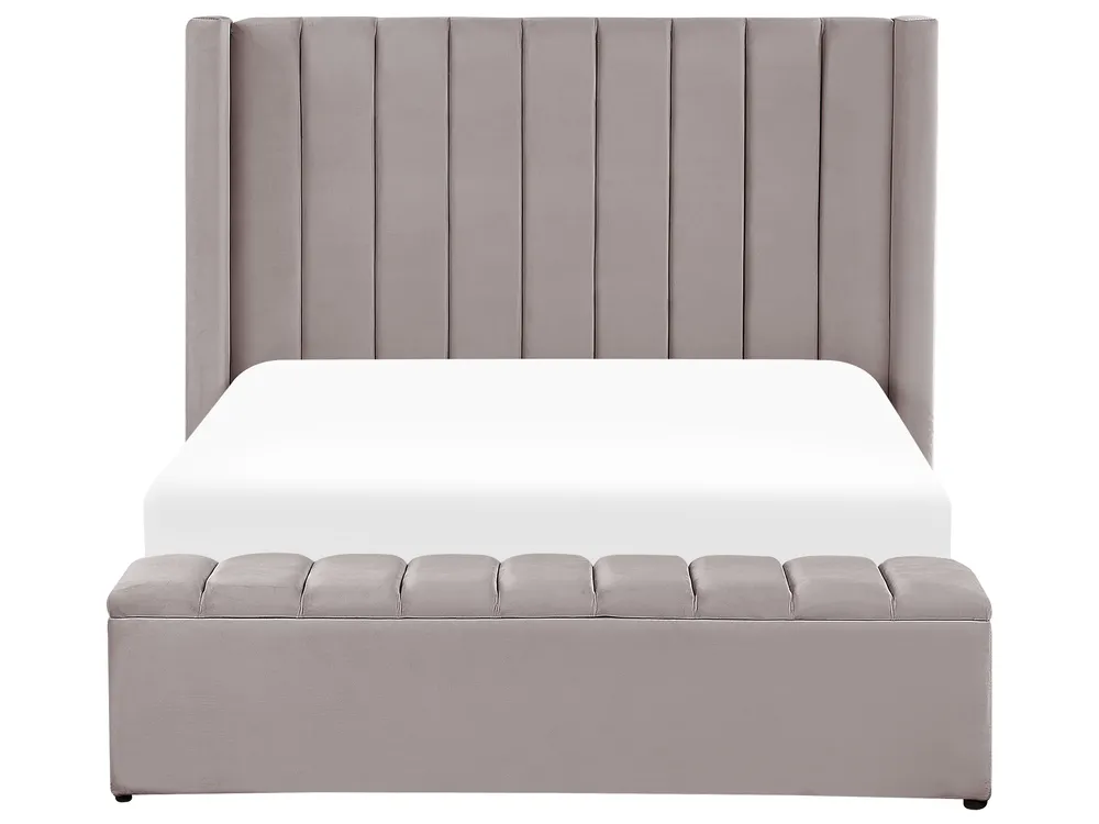 Bed with Storage Bench NOYERS Velvet Grey 140 x 200 cm (EU Double)_920482