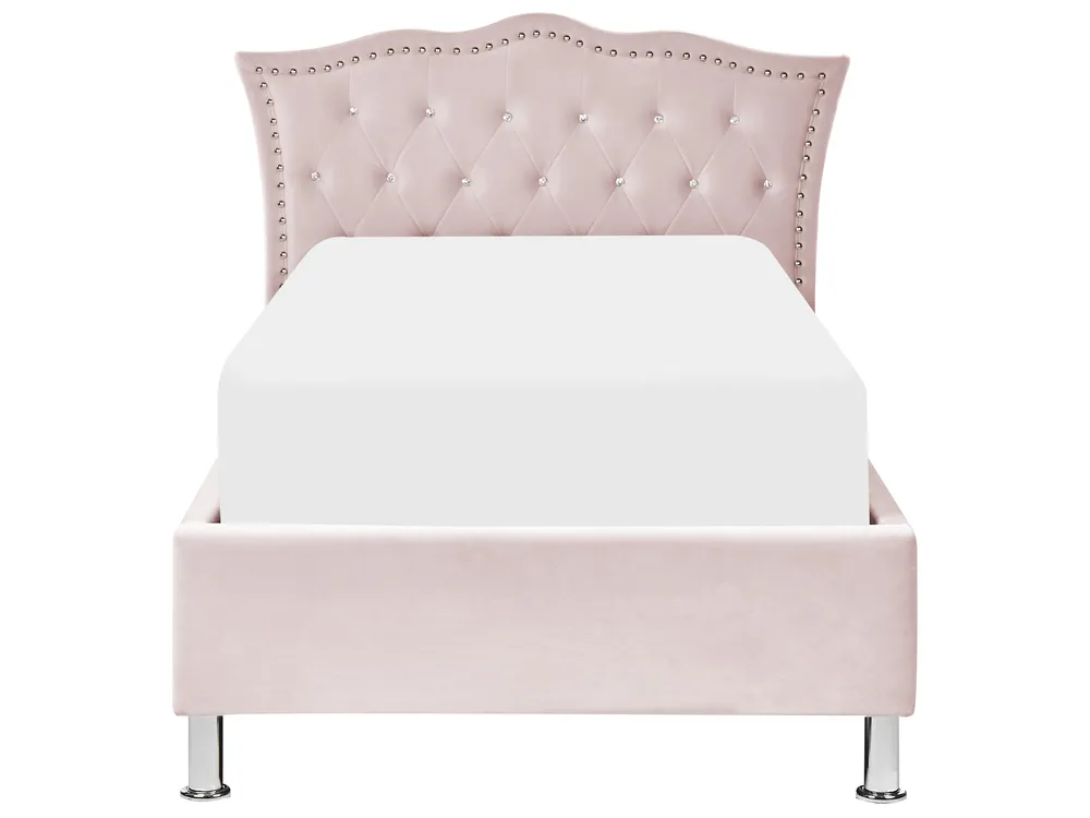 Ottoman Bed METZ Velvet Pastel Pink 90 x 200 cm (EU Single)_861421